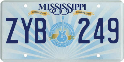 MS license plate ZYB249