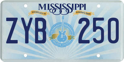 MS license plate ZYB250