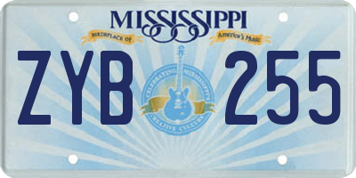 MS license plate ZYB255