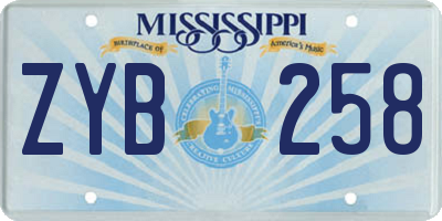 MS license plate ZYB258