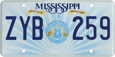 MS license plate ZYB259