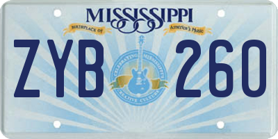 MS license plate ZYB260