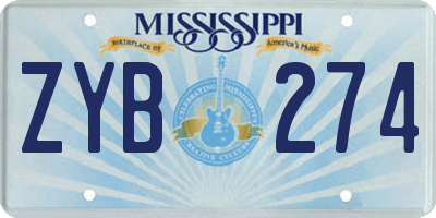 MS license plate ZYB274