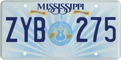 MS license plate ZYB275