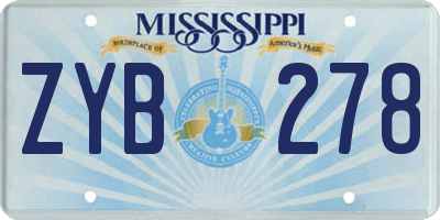 MS license plate ZYB278