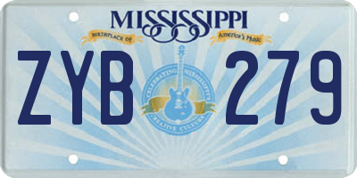 MS license plate ZYB279