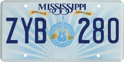 MS license plate ZYB280