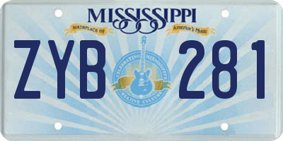 MS license plate ZYB281