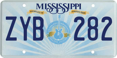 MS license plate ZYB282
