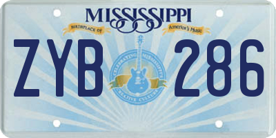 MS license plate ZYB286