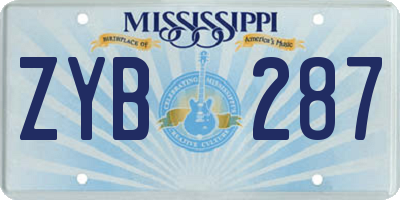 MS license plate ZYB287