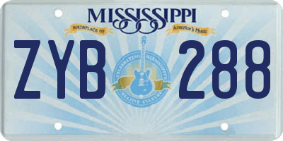 MS license plate ZYB288