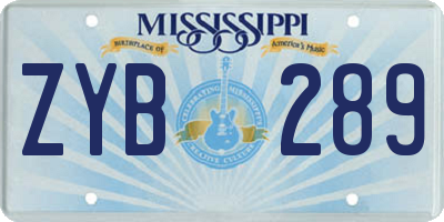 MS license plate ZYB289