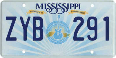 MS license plate ZYB291