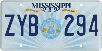 MS license plate ZYB294
