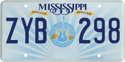 MS license plate ZYB298