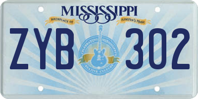 MS license plate ZYB302