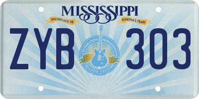 MS license plate ZYB303