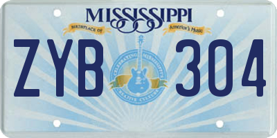 MS license plate ZYB304