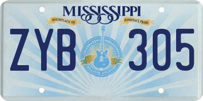 MS license plate ZYB305