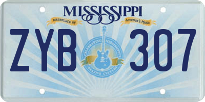 MS license plate ZYB307