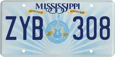 MS license plate ZYB308