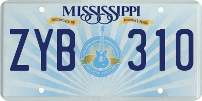 MS license plate ZYB310