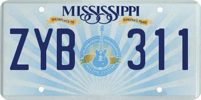 MS license plate ZYB311