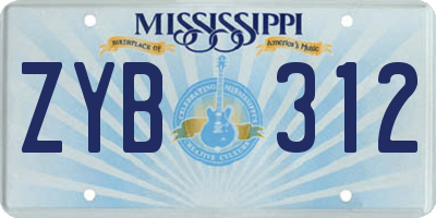 MS license plate ZYB312
