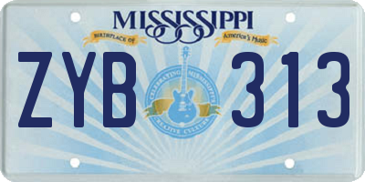 MS license plate ZYB313