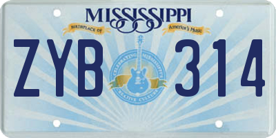 MS license plate ZYB314