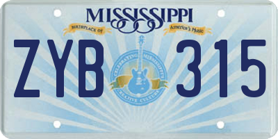 MS license plate ZYB315