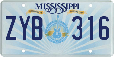 MS license plate ZYB316