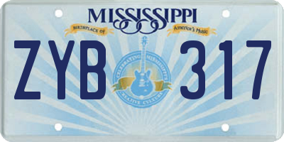MS license plate ZYB317