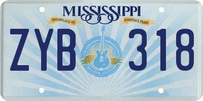 MS license plate ZYB318