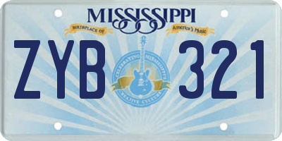 MS license plate ZYB321