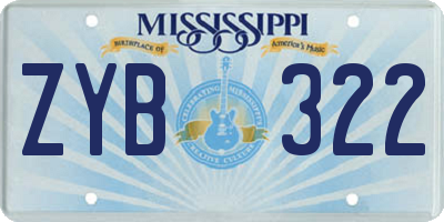 MS license plate ZYB322