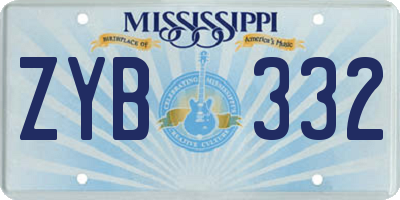 MS license plate ZYB332