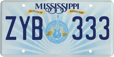 MS license plate ZYB333