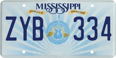 MS license plate ZYB334