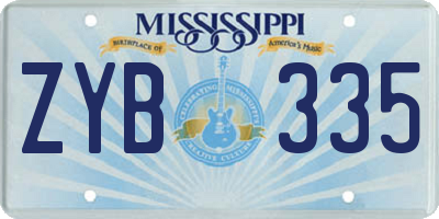 MS license plate ZYB335