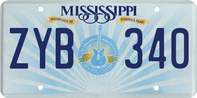 MS license plate ZYB340