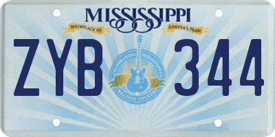 MS license plate ZYB344