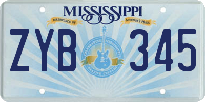 MS license plate ZYB345