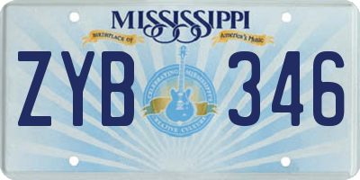 MS license plate ZYB346