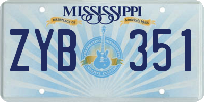 MS license plate ZYB351
