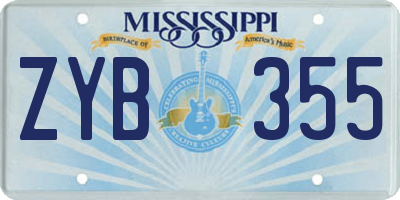 MS license plate ZYB355