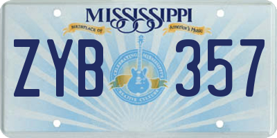 MS license plate ZYB357