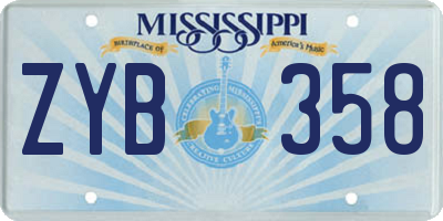MS license plate ZYB358