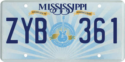 MS license plate ZYB361